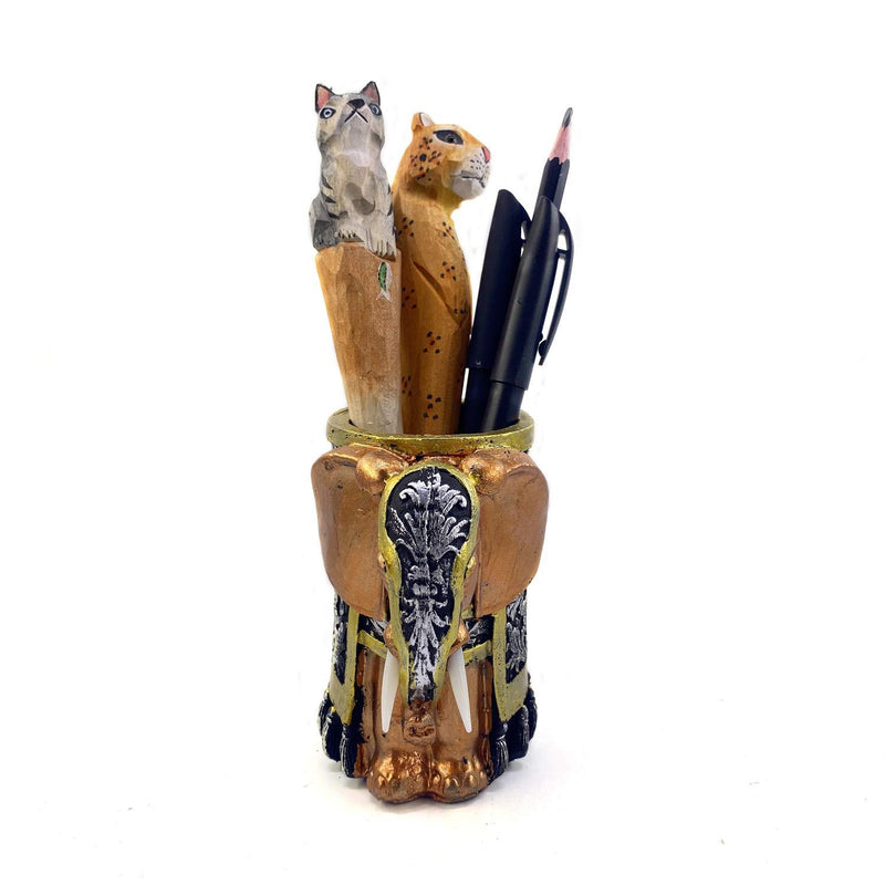 ornerx Resin Pencil Holder Desk Organizer Elephant Head