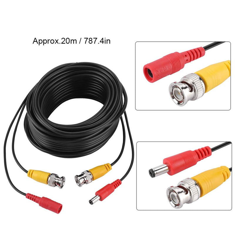 BNC Video Power Cable for CCTV Surveillance DVR Camera Monitoring System,2.1mm DC Connector (5M,10M,15M,20M)(20M) 20M