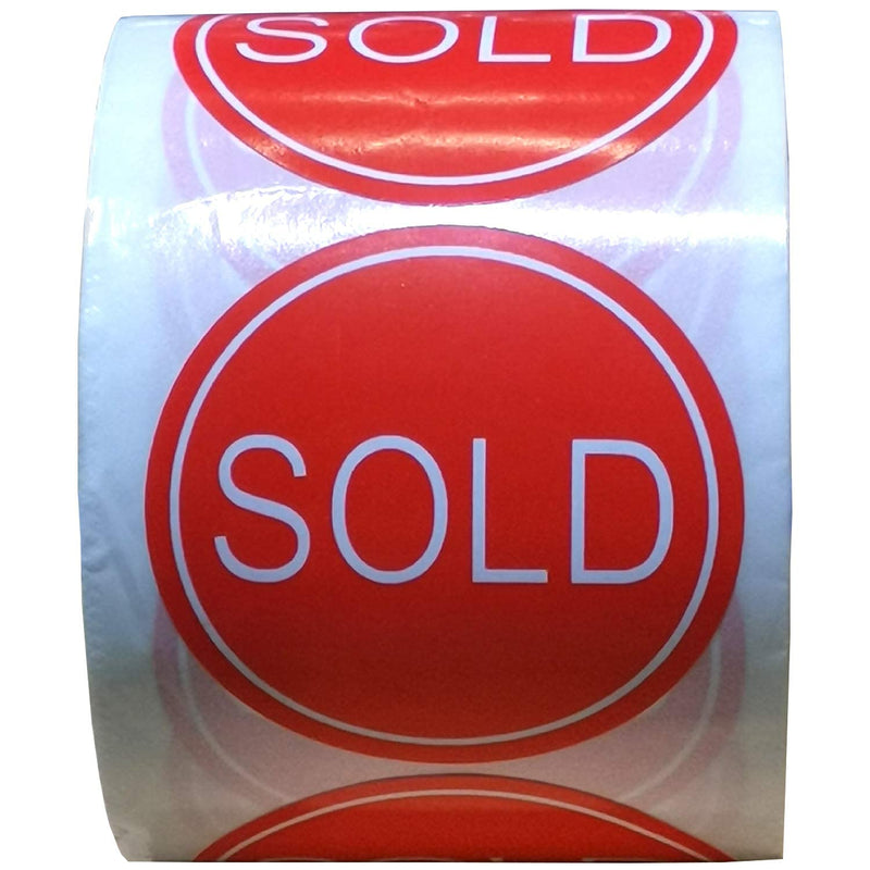 Round Dot 500/Roll - 2" Red Sticker Labels - Retail Pricing Inventory Control Retail Stickers (Red)