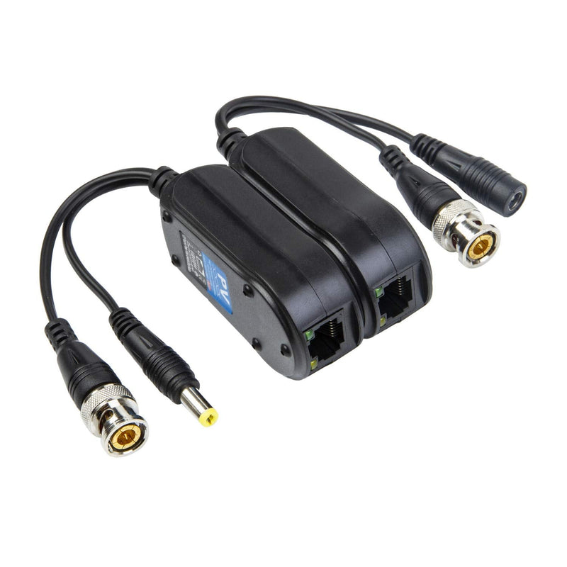 Xenocam 2 Pair Passive Video/Power Balun Upgraded 1080P - 5MP BNC to RJ45 Long Distance Network Transceiver Cat5e / Cat6 Cable to BNC Male Adapter for Full HD Security Surveillance Camera System
