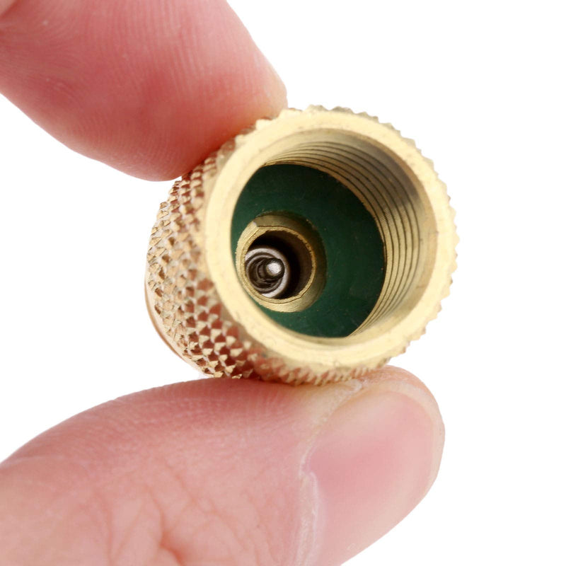 R134A Brass Adapter Fitting, 1/4" Male to 1/2" Female Refrigerant Tank Adapterr with Valve Core, Fits for AC Refrigerant System