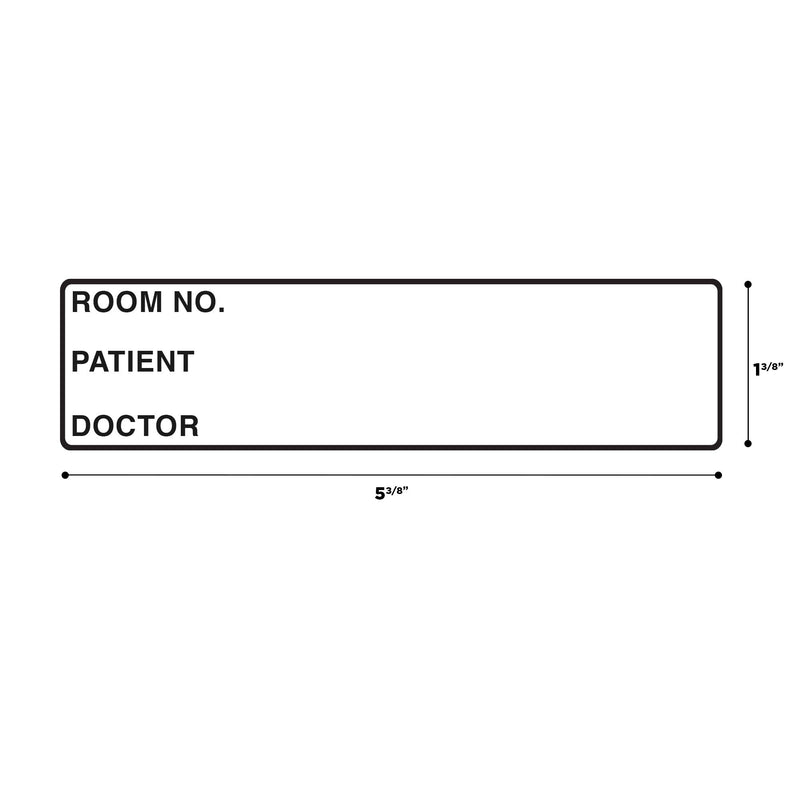 Carstens Patient I.D. Self-Adhesive Labels for 1.5" – 4" Ring Binder Spines – Pre-Printed (Room No. / Patient/Doctor), 5 3/8" x 1 3/8", White, Roll of 200