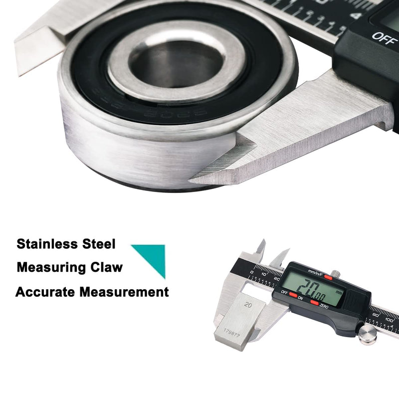 Kynup Caliper Measuring Tool, Digital Micrometer Caliper Tool, Vernier Caliper with Stainless Steel, Large LCD Screen, Auto - Off Feature, Inch Metric Fraction Conversion (6Inch/150mm)