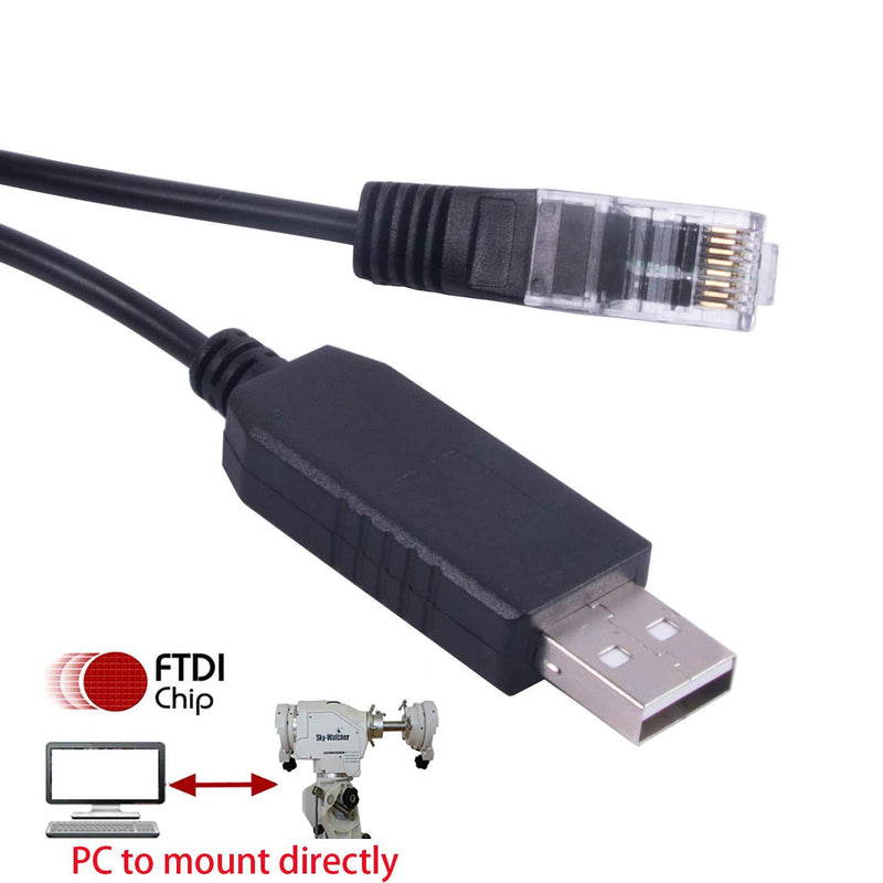 Telescopes Equatorial Mount Control Cable for Skywatcher HEQ5pro AZEQ5 AZEQ6 EQ6-R Support EQMOD ASCOM Set Up Sofware Manual Download (6ft/180cm,Asiair or PC to Mount Black) 6ft/180cm Asiair or PC to Mount Black