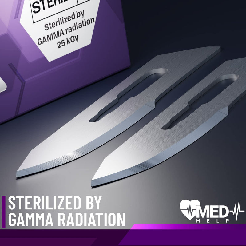 MedHelp Pack of 100 Disposable Scalpel Blades #10, Size 10 Surgical Blades, High Carbon Steel Dermaplane Blade Tool. Individually Wrapped #10 Scaple Blade, Sterile