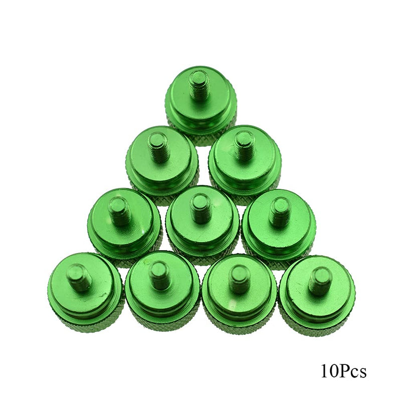Hahiyo Anodized Aluminum Thumbscrews 6#-32 Thread Size Large Knurled Head Cage Mounts Hand Tighten Easy to Grip and Turn Not Damage Inside Sturdy for Computer Case PCI Slot Motherboard Green 10pcs 6#-32-Green-10Pieces