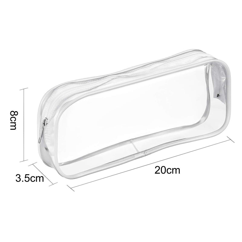 Tatuo 4 Pieces Clear PVC Zipper Pen Pencil Case, Big Capacity Pencil Bag Makeup Pouch (White) White