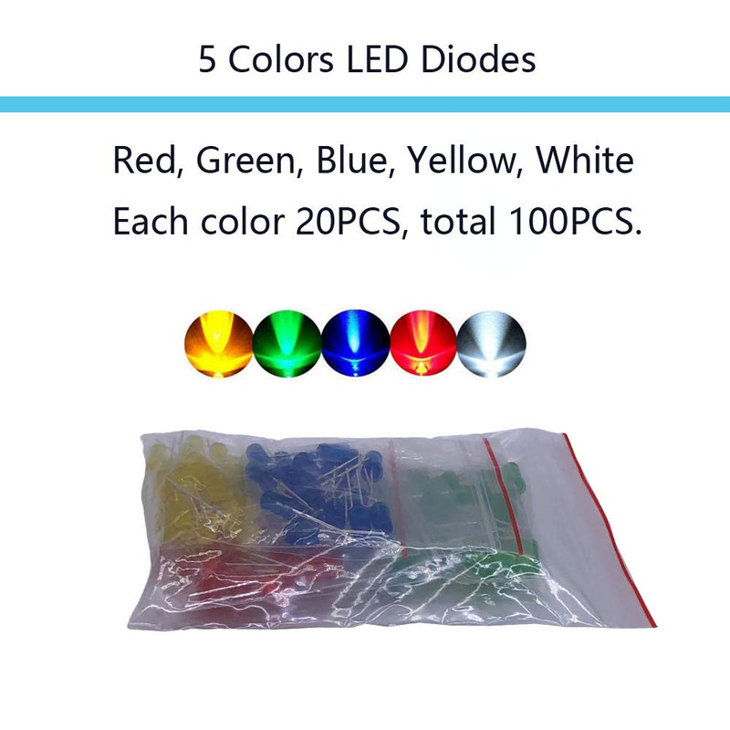 MOGAOPI electronic component kit & a total of 1390 pieces, LED diodes, metal film resistors, electrolytic capacitor package, diodes, ceramic capacitors, transistor assortment box