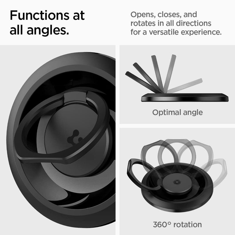 Spigen O-Mag Ring (MagFit) Magnetic Phone Holder Grip Designed for MagSafe (iPhone 14 Pro Max, 14 Pro, 14 Plus, 14, 13 and 12 Series) - Black