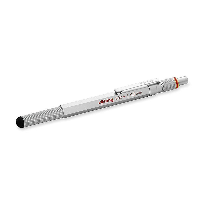 rOtring 1900184 800+ Mechanical Pencil and Touchscreen Stylus, 0.7 mm, Silver Barrel Standard Packaging