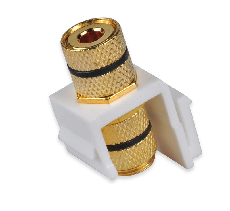 Speaker Wall Plate with 4 Banana Binding Posts, HTTX White Gold-Plated Female Speaker Wire Socket Connector for Wallplate with Black & Red Rings