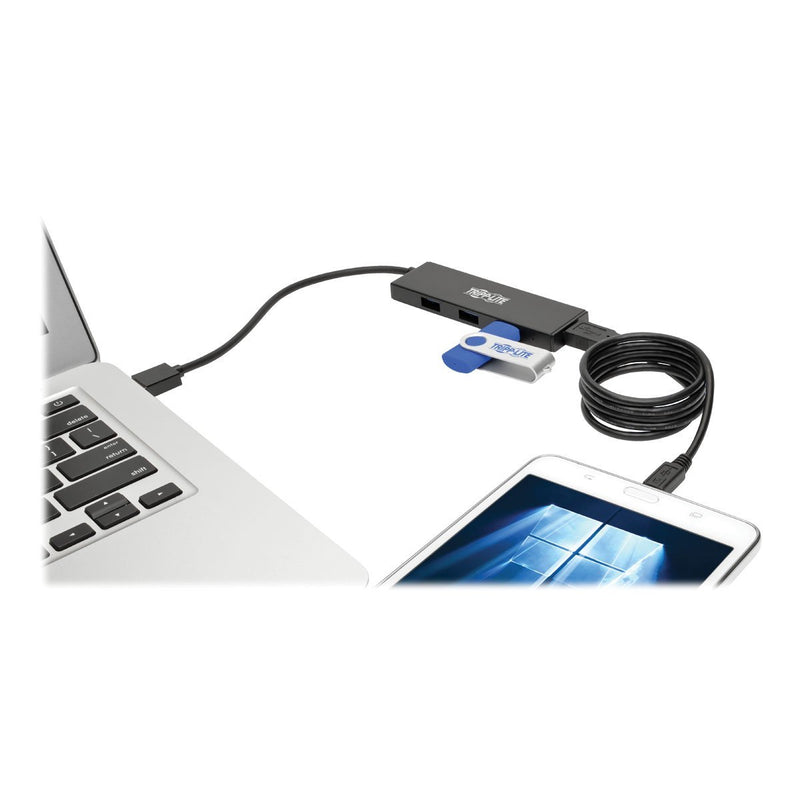 Tripp Lite 4-Port Portable Slim USB 3.0 Super speed Hub with Built In Cable (U360-004-SLIM) 4-Port Slim Hub