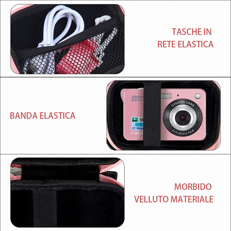 Leayjeen Camera Case Compatible with AbergBest Kids Camera, 21 Mega Pixels 2.7" LCD Rechargeable HD Digital Camera (Case Only) (Pink) Pink