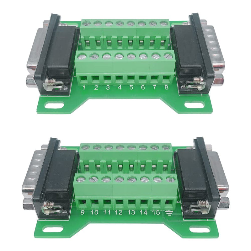Jienk DB15 Male to Female Terminal Breakout Board, RS232 D-SUB Serial to 15pin Port Terminal Block Gender Changer Connector DB15 Male to Female（1pcs）