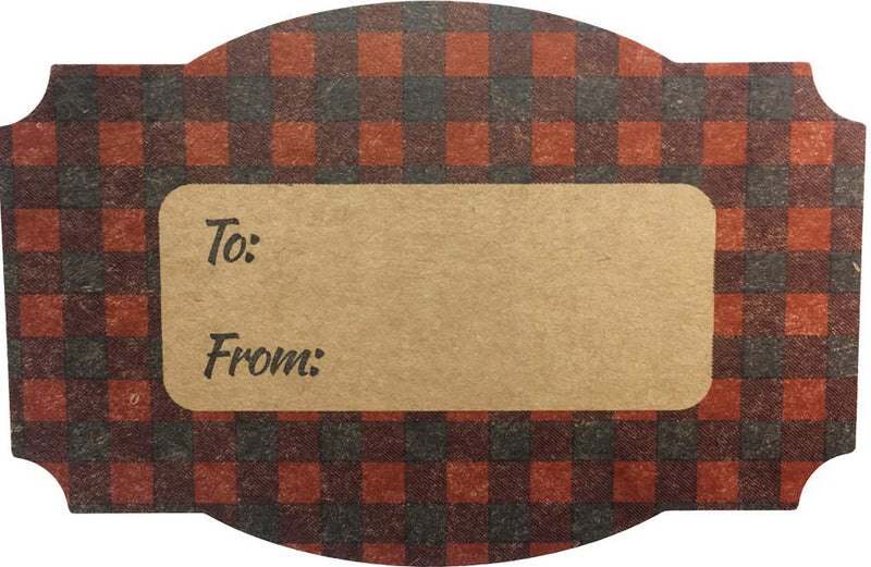 Red Buffalo Plaid Natural Kraft Gift Tags Holiday Present Stickers 2 x 3 Inch 100 Total Labels Red Plaid
