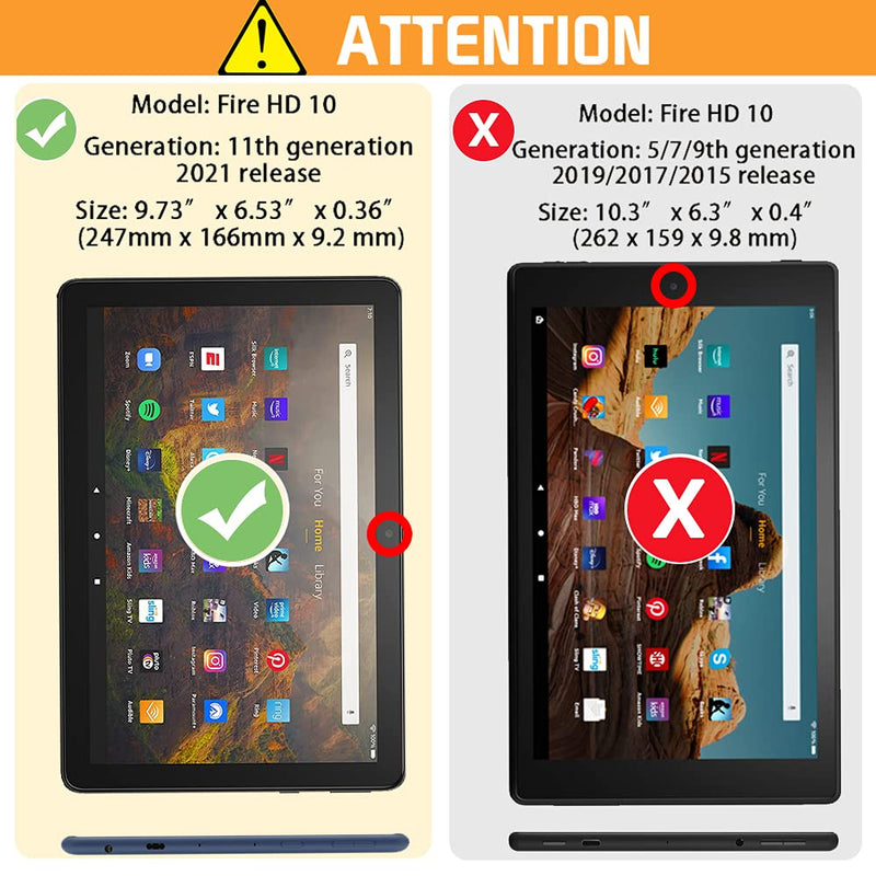 VORI Case for All-New Amazon Fire HD 10 Tablet (11th Generation 2021 Release) and Fire HD 10 Plus, Slim Folding Stand Folio Cover with Auto Wake/Sleep & Hand Strap for Fire 10.1 Inch, Protea