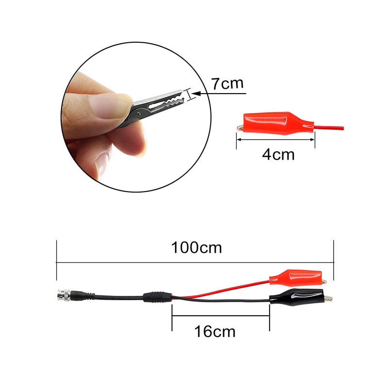 PNGKNYOCN 3 Feet BNC Q9 to Double Alligator Clip Test Cable Probe Leads Oscilloscope Test for Oscilloscope, Signal Generators, Video Surveillance