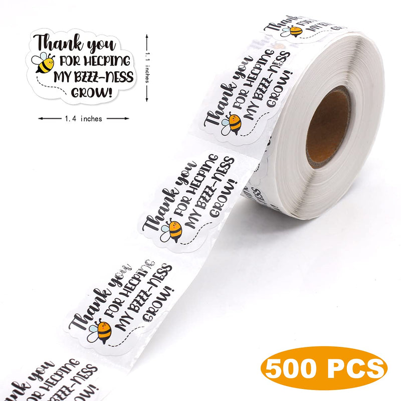 Muminglong 1.5 Inch Thank You for Helping My Bzzz-Ness Grow Sticker,Thank You Sticker,Small Shop Sticker, Small Business, Handmade Sticker,Packaging Sticker, 500 PCS