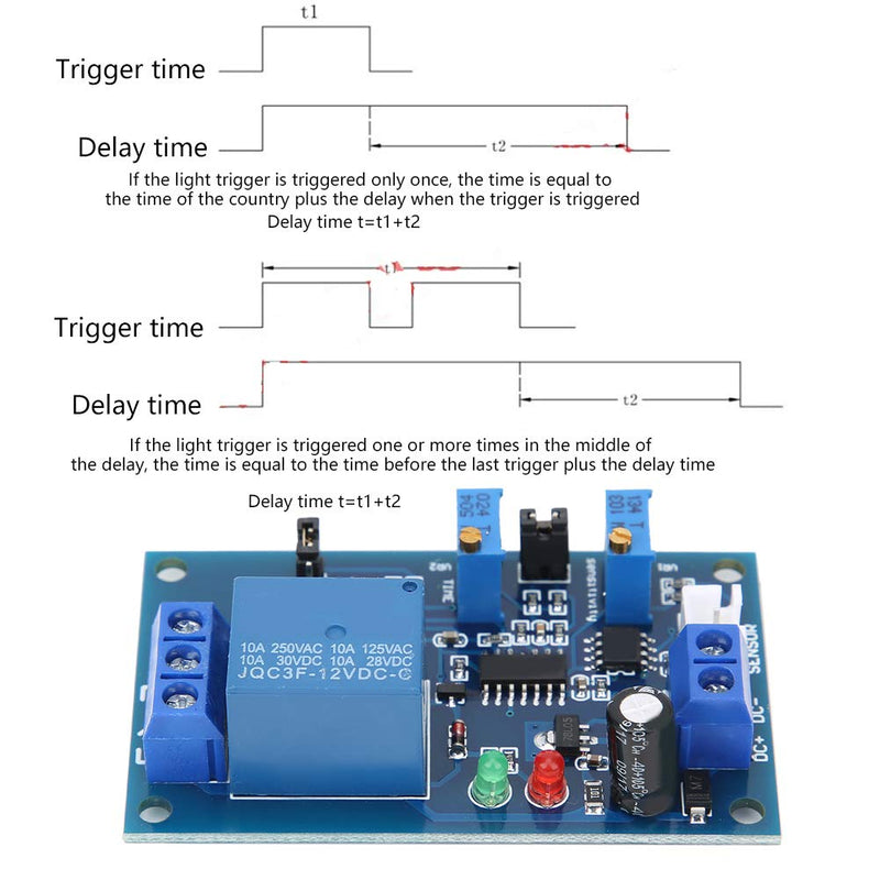Light Control Switch Relay, XH-M131 Photosensitive Relay Module, Controlled Delay Light Induction Adjustable Switch Photoresistor Relay Module (12V)