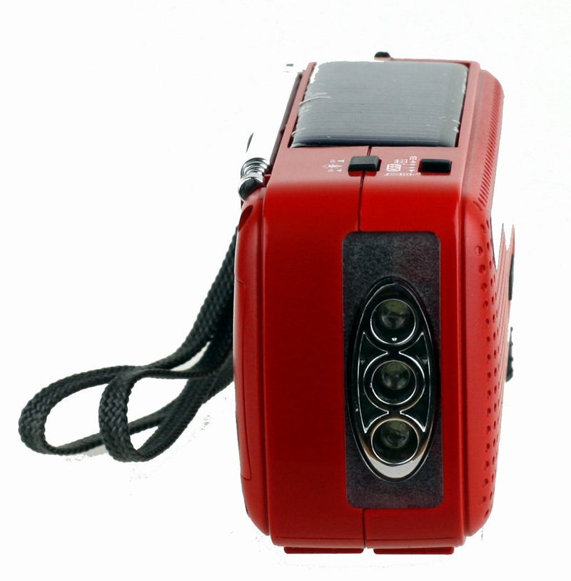 Kaito V1 Voyager Solar/Dynamo AM/FM/SW Emergency Radio with Cell Phone Charger and 3-LED Flashlight, Red
