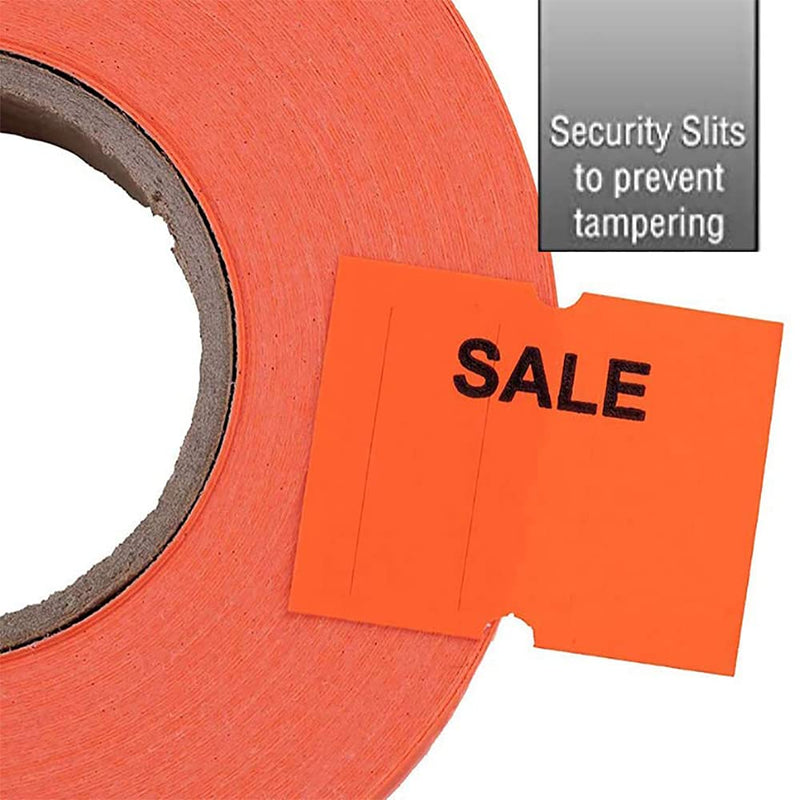 "Sale" Flou. Red Perco Labels for Perco 2 Line Labeler Gun - 1 Sleeve, 6,000 Labels -