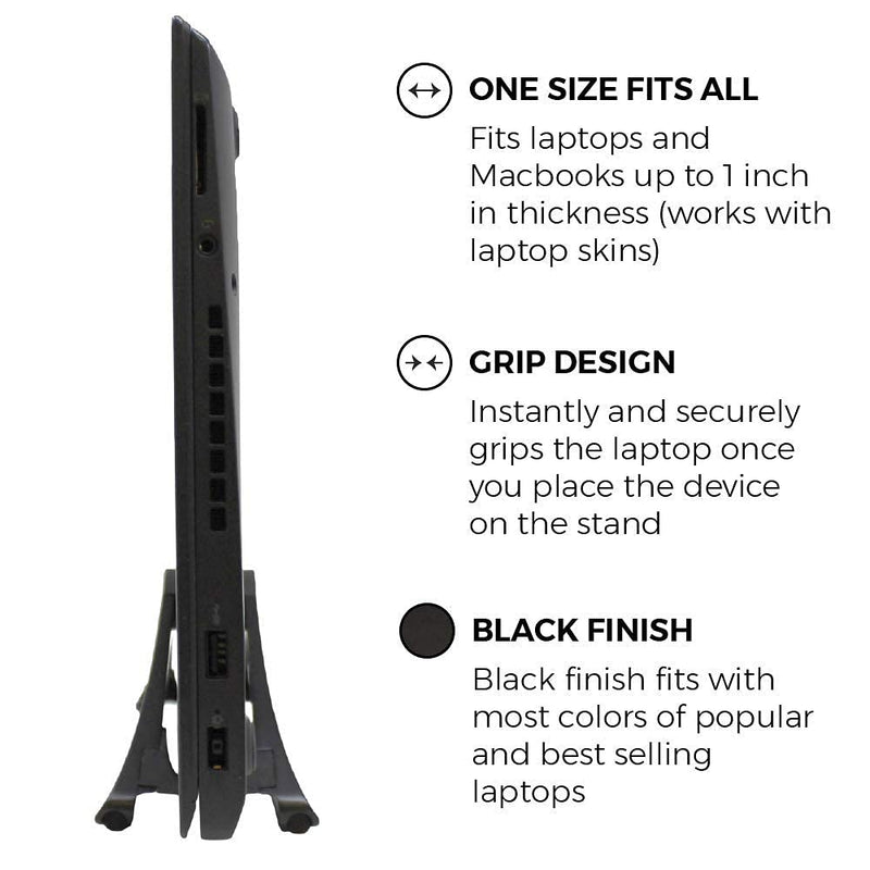 HumanCentric Vertical Laptop Stand for Desks (Matte Black) | Adjustable Holder to Dock Apple MacBook, MacBook Pro, and Other Laptops to Organize Work & Home Office