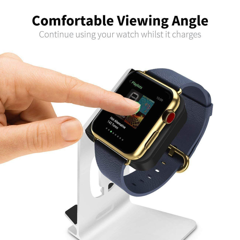 Orzly Duo Stand for Apple Watch - Aluminium Desk Stand Becomes a Fully Functional Charging Dock for Both AppleWatch & iPhone Simultaneously (Grommet Charger & Lightning Cable not Included) - Silver
