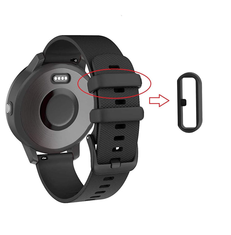 RuenTech Fastener Ring Compatible with Garmin Vivoactive 3 / Vivoactive 3 Music / Vivomove/ Vivomove HR Bands Replacement Silicone Connector Security Loop (Pack of 11) BlackB