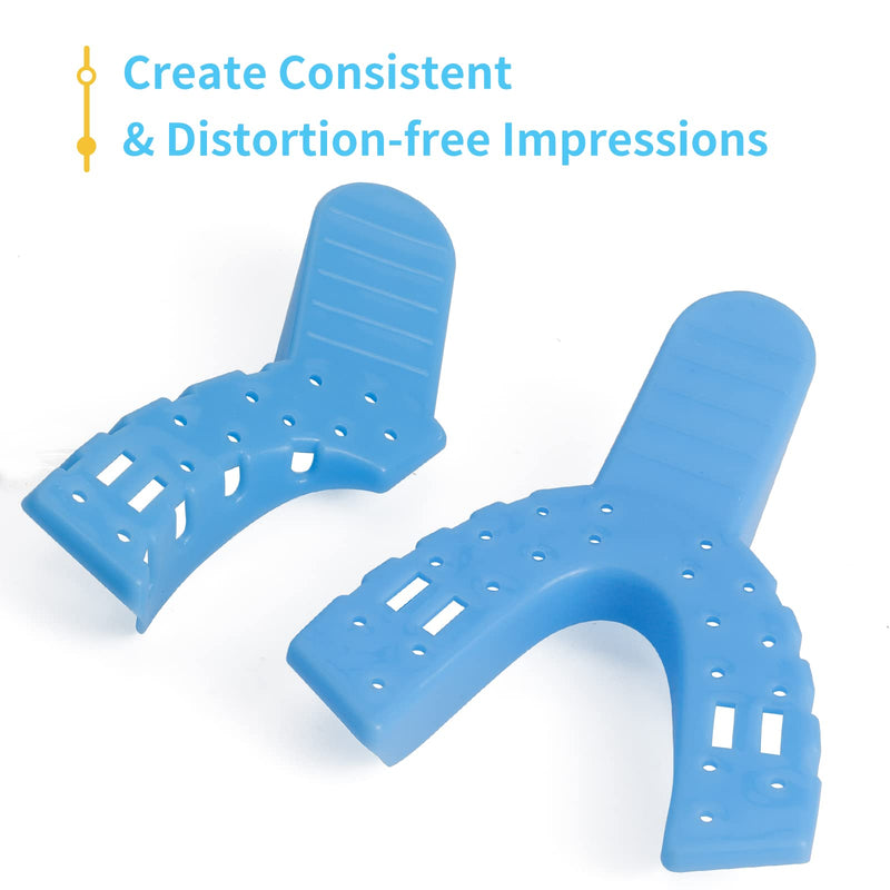 10 PCS Dental Impression Trays Disposable Plastic Small Medium Large Autoclavable Perforated Impression Trays Set Blue Light Blue
