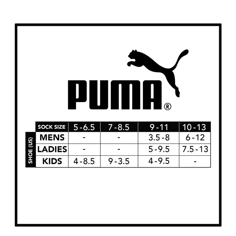 PUMA Women's 6 Pack Runner Socks Black 9-11