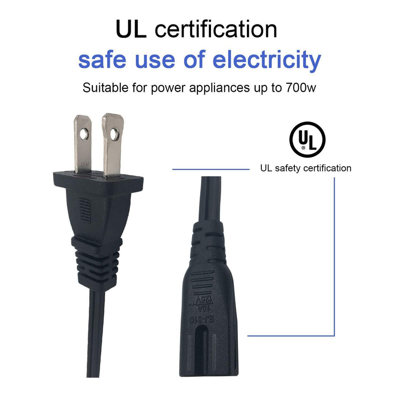NAHAO AC Power Cable Cord Compatible with Vizio/Sharp/Sanyo/Emerson LED TV; Brother Sewing Machine STAR120E, STAR130E, STAR140E, XL3000, SQ-9000, XR1300, XR1355, XR-4000, XR-7700, XR-9000, XR-9500PRW