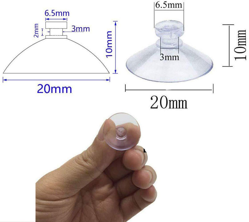 Hyamass 100pcs Mini Clear Plastic Suction Cups Without Hooks (Diameter 20mm) 20 mm