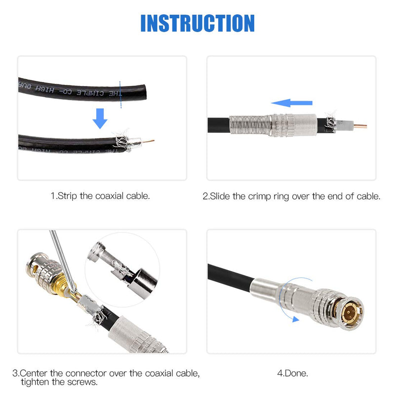 Glarks 15 Pack BNC Male Coaxial Connectors RG59 RG6 Coaxial Terminal Gold-Plated Screw On Brass Adapter for CCTV Home Security Surveillance Camera RG59 RG6 Video Transmission Coax Cables