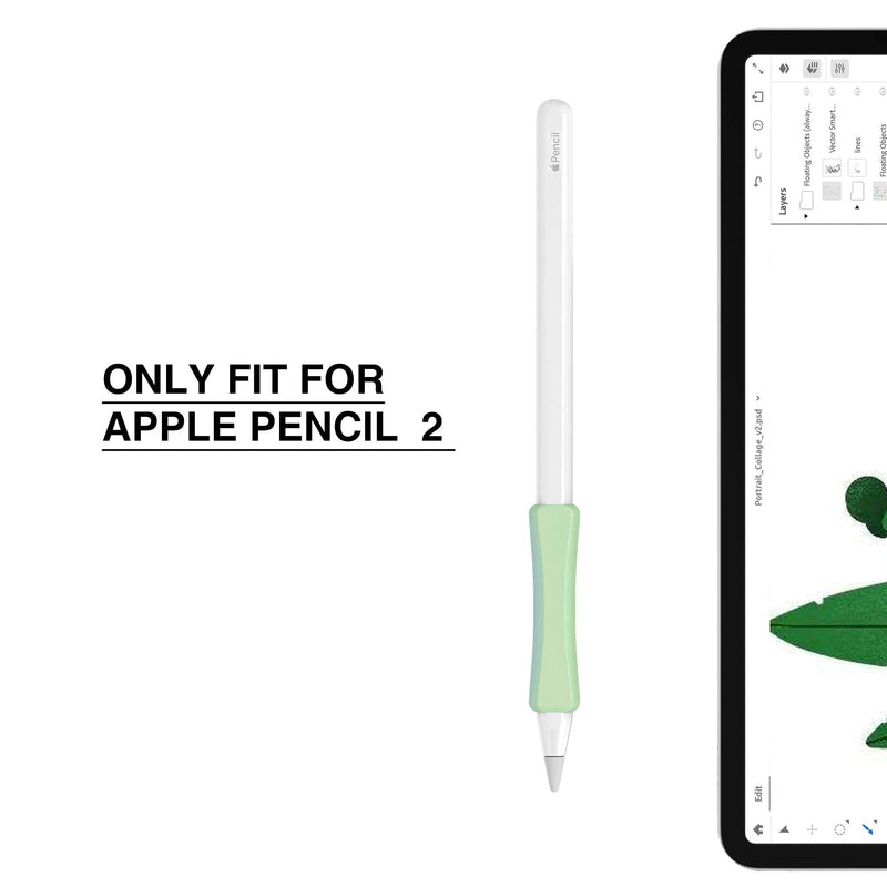 3 Pack iPencil Grips Case Cover Silicone Sleeve Holder Compatible with Apple Pencil 2nd Generation, iPad Pro 11 12.9 inch 2018 (White, Grey, Green) White, Grey, Green
