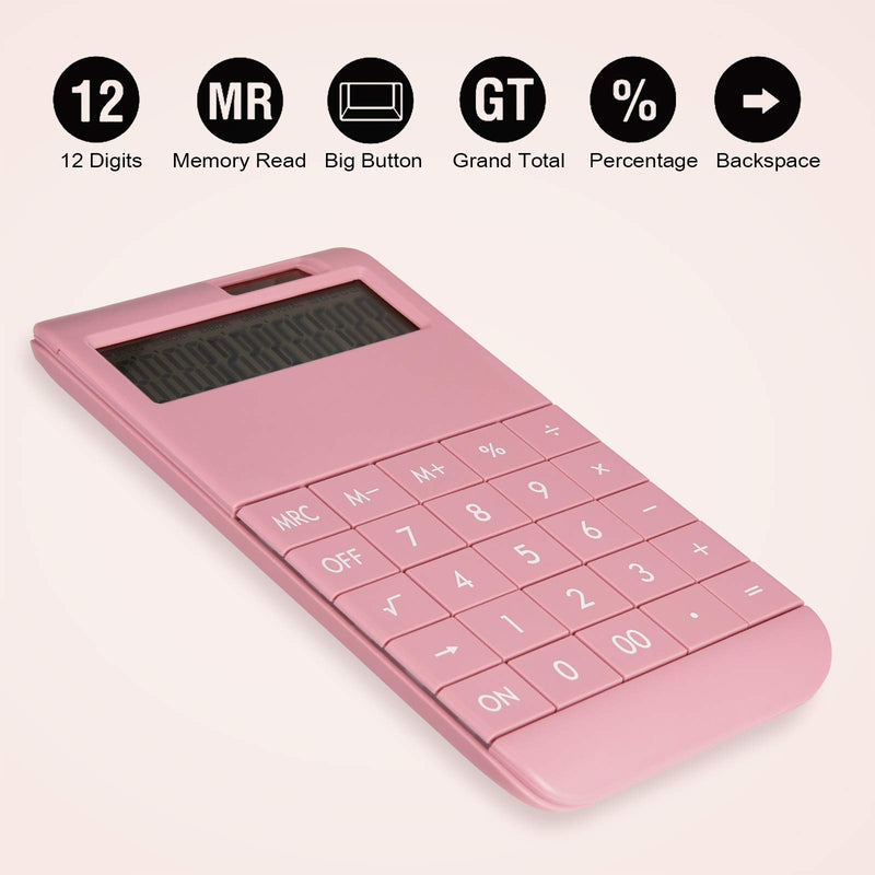 Basic Standard Calculator EC02CL-PN for Business, School & Office Use, Electric Digital Smart Calculator - Pink