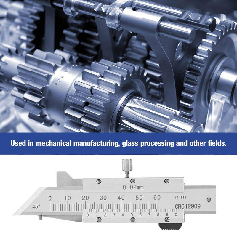 Chamfer Gage Ruler, 0-50mm Chamfered Vernier Caliper, Stainless Steel Chamfering Ruler for Mechanical Manufacturing, Glass Processing and Other Fields