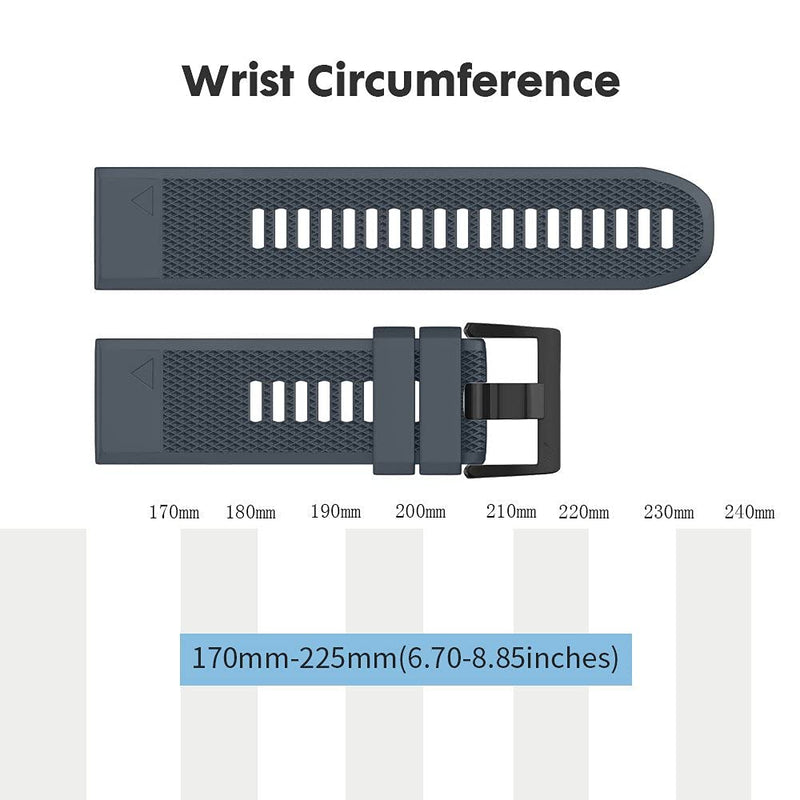 Notocity Compatible Fenix 5 Band 22mm Width Soft Silicone Watch Strap for Fenix 5/Fenix 5 Plus/Fenix 6/Fenix 6 Pro/Forerunner 935/Forerunner 945/Approach S60/Quatix 5(Slate) Slate