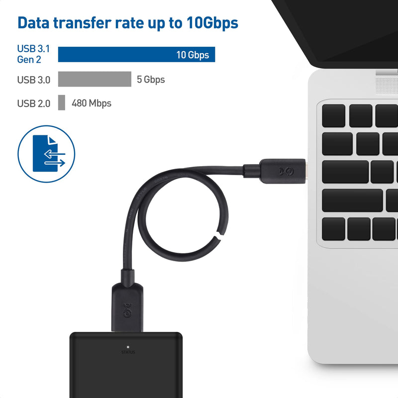 Cable Matters USB C to Micro USB 3.0 Cable 1 ft with 10 Gbps Data Transfer (USB C to Micro B 3.0, USB C Hard Drive Cable) in Black