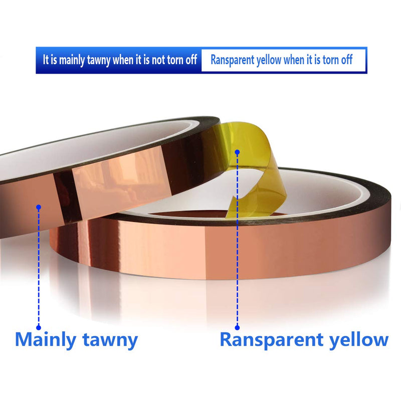 4 Rolls 10mm x33m (108ft) High Temperature Heat Resistant Tape Heat Transfer Tape for Heat Sublimation Press No Residue and Heat Transfer Vinyl