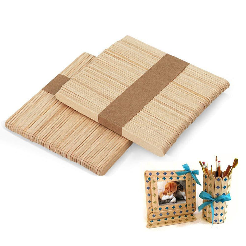 Chuya Wood Craft Sticks Garden Label Wooden Popsicle Ice Cream Sticks for Hand DIY Craft (4.5 inch 200 Pack) 4.5 inch 200 Pack