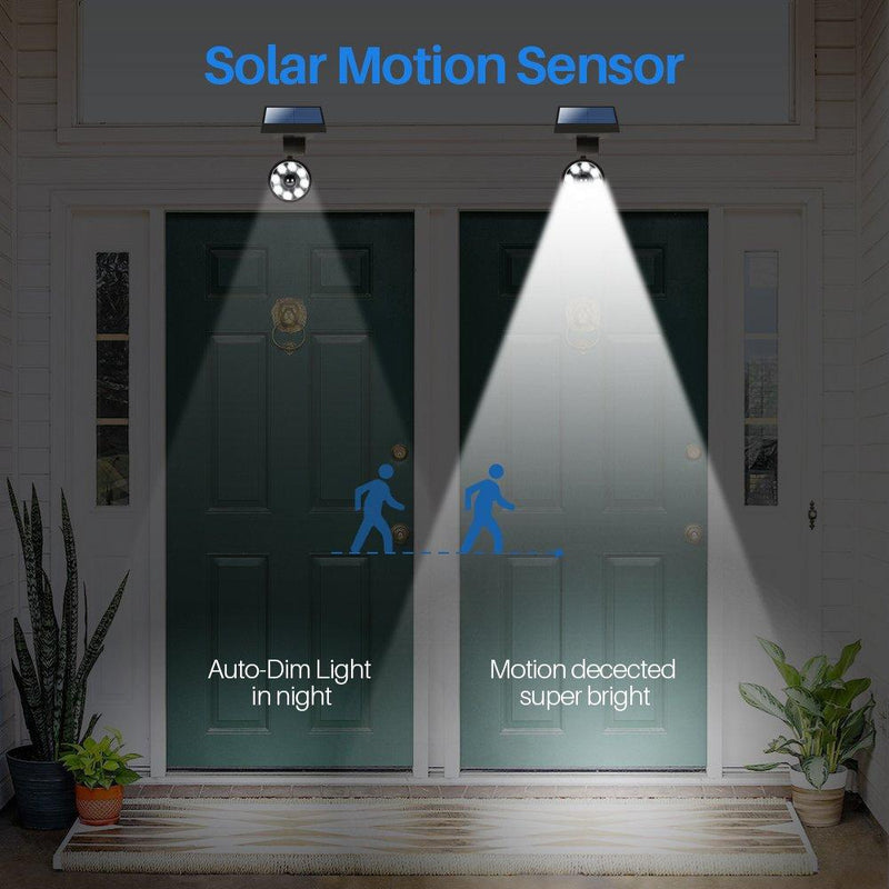 Solar Lights Outdoor Motion Sensor, 1400-Lumen Bright LED Spotlight 9-Watt(130W Equiv.), Solar Security Lights for Garden Driveway Patio, 2-Year Battery Life, 160-Week 100% Free Replacement Black