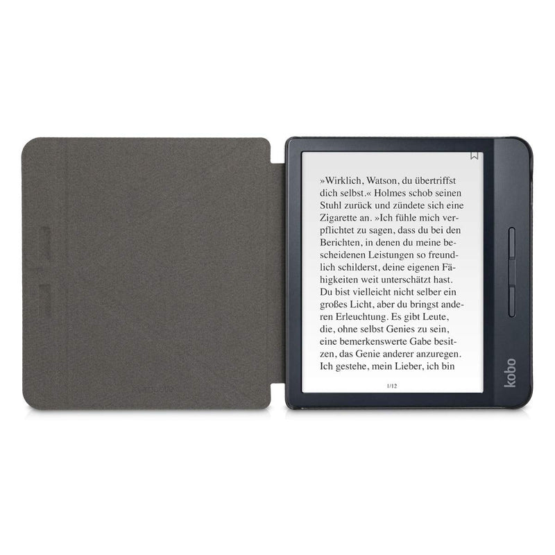 kwmobile Origami Case Compatible with Kobo Libra H2O - Case Ultra Slim Fit PU Leather Cover with Stand - Petrol