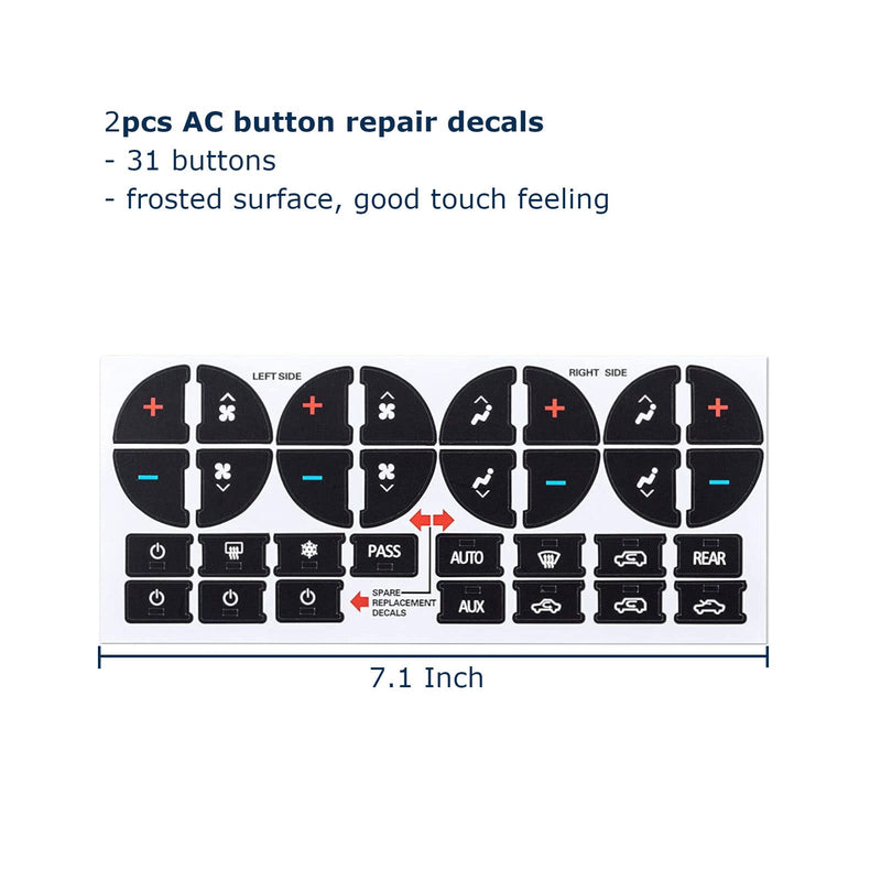 Ombialo AC Dash Button Repair Kit, Stickers Decals Compatible with GM Vehicles, GMC Chevrolet Tahoe Yukon Acadia Sierra 2006-2014 2Pcs 2 AC31