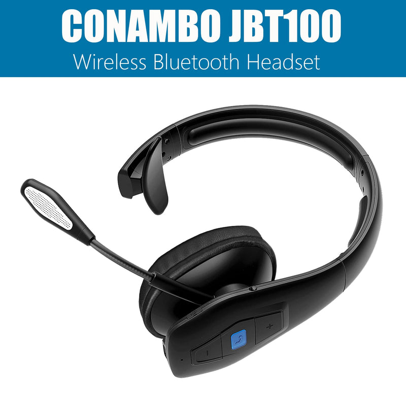 Trucker Bluetooth Headset V5.1, CVC8.0 Dual Microphone Noise Cancelling & 35Hrs HD Talktime Hands-Free Wireless Headset, Bluetooth Headphones with Mute Button for Cell Phones Business Home Driver