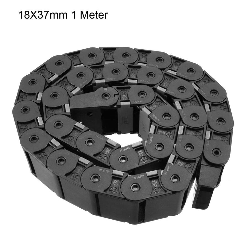uxcell Drag Chain Cable Carrier Open Type with End Connectors 18X37mm 1 Meter Plastic for Electrical CNC Router Machines Black 18mmX37mm