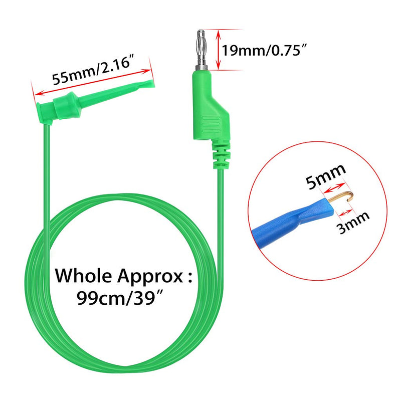 Sumnacon 39 Inch Multimeter Test Lead Set - 5 Pcs Stackable Banana Plug to Minigrabber Test Hook Wire Cable Kit with Protective, Flexible Wire Leads for Electrical Testing 500V/5A