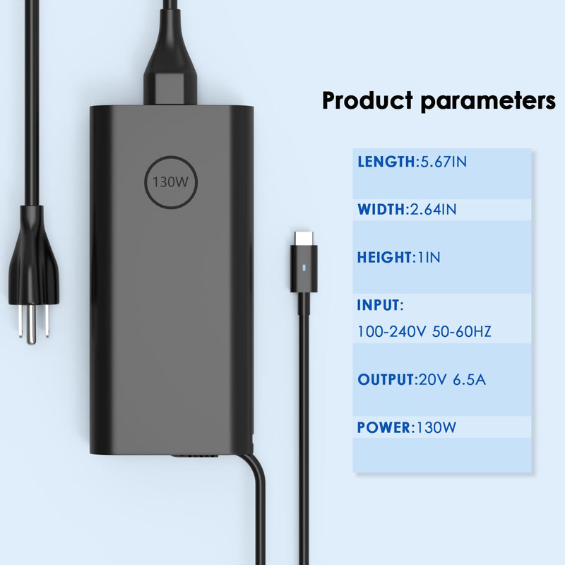 Dell 130W Laptop Charger USB C for Dell Precision 5570 3571 5470 3561 3470 3560 3570 5550 5560 5750 5760 5770 XPS 15 9500 9510 17 9720 9710 9700 Fast Charging Type C Charger