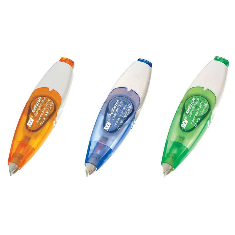 SDI i-PUSH Retractable Mechanism Correction Tape White Out Pen 5mm x 6m(CT-205) & 2 Refills