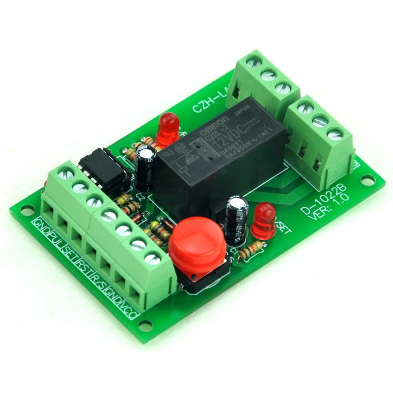 ELECTRONICS-SALON Panel Mount Momentary-Switch/Pulse-Signal Control Latching DPDT Relay Module,12V