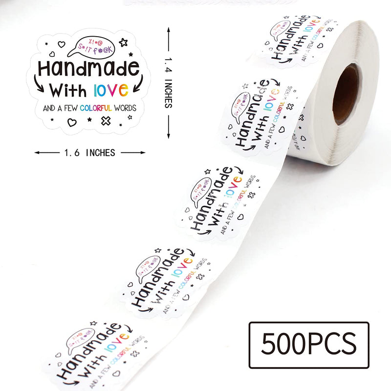 Littlefa 1.5” Handmade with Love Stickers,Thank You Stickers,Small Business Stickers, Envelopes Stickers, Gift Bags Packaging 500 PCS